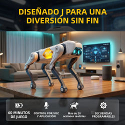Perro Robot Inteligente con IA, Control por Voz y Aplicación, Programable, Baila, Canta, Batería de 1200 mAh, Regalo y Compañero para Niños