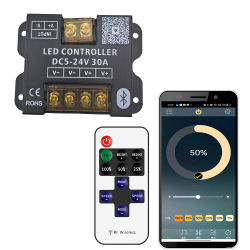 Controlador de tira LED con conexión Bluetooth para teléfono móvil, atenuador con control remoto táctil RF para luz LED, 30A, 360W, DC12-24V
