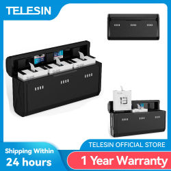 TELESIN cargador de bolsillo para GoPro Hero 13 almacenamiento de tarjetas TF 3 ranuras caja de carga rápida de batería para GoPro Hero 13 cargador de batería