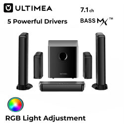 ULTIMEA Apollo S70 Ultra Barra de Sonido Virtual 7.1ch para Smart TV con 2 Altavoces Envolventes, RGB, Subwoofer de 6.5", Potencia Pico 410W, Sistema de Cine en Casa, App, HDMI/ÓPTICO/AUX/BT