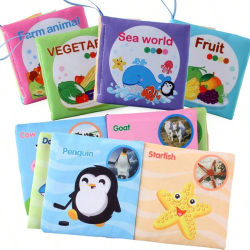 Juego de libros de tela lavables para bebés, juguetes sensoriales arrugados sin BPA con anillos de dentición y páginas multitexturadas para bebés de 0 a 12 meses