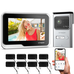 Sistema de Videoportero TMEZON de 2 Cables con Monitor Inalámbrico WIFI de 7 Pulgadas, Cámara de Videoportero 1080P, Compatible con Desbloqueo Tuya