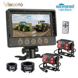 Monitor DVR para Tractor de 7 Pulgadas, 2 Canales, AHD 1080P, Impermeable, a Prueba de Polvo, Visión Nocturna IR, Cámara de Visión Trasera para Camión, Remolque, Agrícola