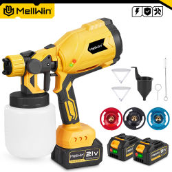 PISTOLA DE PULVERIZACIÓN eléctrica inalámbrica MELLWIN, pulverizador de pintura HVLP portátil, pulverizador de muebles de coche para Pin de batería Makita de 18V, 1000ML