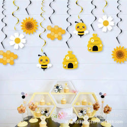 10 Uds. De guirnaldas en espiral colgantes de abeja, miel, girasol, fondos para fiesta de verano, niños, cumpleaños, Baby Shower, decoración de guardería