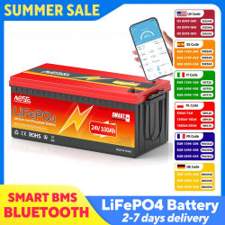 MOSEWORTH 24V 100Ah LiFePO4 batería de fosfato de hierro y litio incorporado Bluetooth BMS 8000 + ciclos para barco Solar