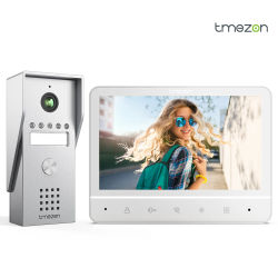 TMEZON Videoportero 4 Hilos,Timbre Video Sistema de intercomunicación con 7 zoll Monitor y Timbre con Cable,Vista en Vivo y conversación, Desbloqueo por Monitor Interior,16 Tonos de Llamada
