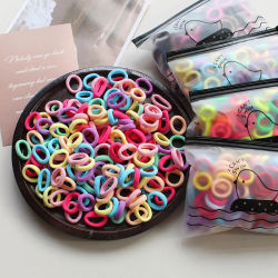 100 Uds. Bandas elásticas para el cabello para niños de 2CM, banda de goma para niñas, lazos para el cabello de nailon, diadema, accesorios para el cabello para bebés