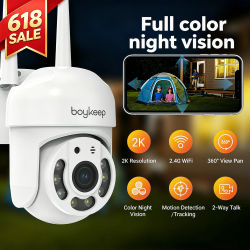 BoyKeep 3MP 2,4 GHz WiFi exterior seguridad del hogar IP Monitor inteligente cámara de videovigilancia visión nocturna a todo Color