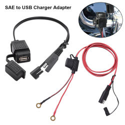 Adaptador de Cable de cargador de motocicleta SAE a USB, fuente de alimentación Fusible en línea, 12V, GPS, MP4