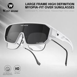 Gafas de Ciclismo Polarizadas WEST BIKING, Compatibles con Lentes de Sol para Miopía, Montura Grande HD, Gafas de Pesca y Conducción, Lentes para Bicicleta de Montaña y Carretera