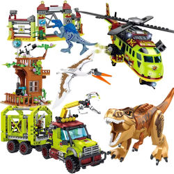 Dinosaurios jurásicos mundo Parque de animales bloques de construcción figuras de dinosaurios de ladrillo ciudad Dino Robot dinosaurios juguetes para niños regalos