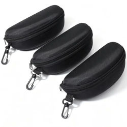 Estuche protector portátil para gafas de sol, 3 piezas, tela Oxford, estuche rígido para gafas con cremallera EVA, con mosquetón, accesorios para gafas unisex