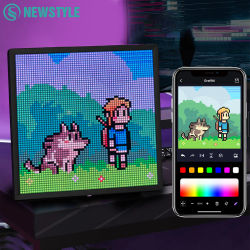 Pantalla de píxeles LED 64x64 RGB Panel de matriz LED pantalla de arte de píxel programable con Control de aplicación Bluetooth pantalla de píxeles creativa