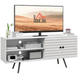 HOMCOM Mueble de TV para Salón con 2 Estantes Abiertos 145x38x65 cm Blanco