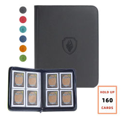 Capacidad para 160 Tarjetas | Carpeta para Tarjetas Coleccionables de 3”×4” | Álbum de Doble Cara con 4 Bolsillos | Carpeta con Cremallera de Cuero PU para Tarjetas TCG/Deportivas