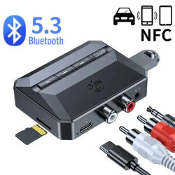 Receptor de Audio NFC Bluetooth 5,3, 3,5mm, AUX RCA, USB, u-disk, TF, estéreo HIFI, adaptador inalámbrico de música con micrófono para Kit de altavoz para coche