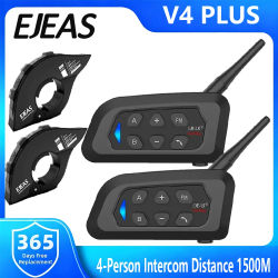 EJEAS V4 Plus casco de motocicleta Bluetooth intercomunicador Talkie 4 conductores distancia 1500 metros Full Duplex IP65 impermeable