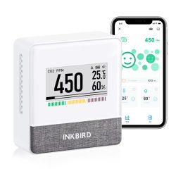 INKBIRD-Detector de CO2 portátil con Bluetooth, pantalla de tinta electrónica inteligente para interiores, Monitor de calidad del aire para el hogar, la oficina, la autocaravana y la cafetería