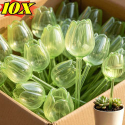 10/1PCS Herramienta de plástico para plantas en maceta con diseño de tulipán, de fácil instalación, ligera, que ahorra tiempo y promueve la infiltración del suelo, para el hogar y el jardín.