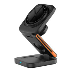 Estación de carga plegable 3 en 1 de 30W, soporte de cargador inalámbrico magnético rápido para iPhone 15 14 13 12 Apple Watch 8 7 6 Airpods Pro
