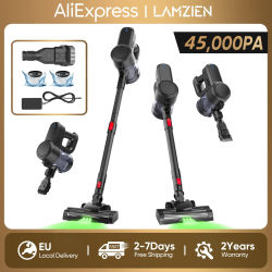 Aspiradora Inalámbrica LAMZIEN V8, 45000PA/40 Minutos de Autonomía, Filtración HEPA Eficiente, Nuevo Motor Sin Escobillas, Autoportante, Aspiradoras para Hogar/Pelo de Mascotas/Alfombras/Suelos