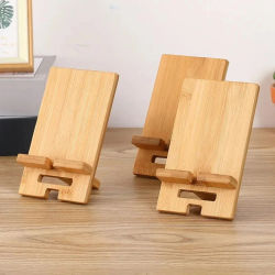 Soporte de bambú para teléfono de escritorio, práctico soporte de carga de madera para teléfono inteligente, soporte multifuncional perezoso creativo