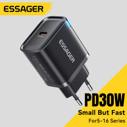 Cargador rápido Essager 30W PD para iPhone 16 15 14 13 Huawei cargador rápido PD3.0 QC3.0 cargador de teléfono tipo C cargador de tabletas