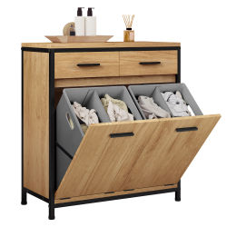 Mueble de Baño EUGAD con 2 Bolsas de Lavandería Plegables, 2 Cajones, Cesto para Ropa Sucia, para Baño y Sala de Estar