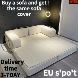 Sofá Modular de Compresión de 205 cm, Sofá Cama de Pana Lavable, Mueble Multifuncional de Espuma de Alta Densidad para Sala de Estar