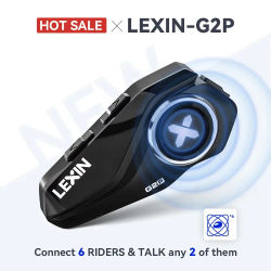 Lexin G2P-auriculares Bluetooth para casco de motocicleta, comunicador manos libres de hasta 6 conductores, interfono con Radio FM