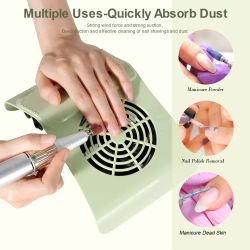 Aspiradora profesional para colector de polvo de uñas, Extractor de polvo para manicura de poco ruido con fuerte ventilador de succión para salón de uñas y uso doméstico