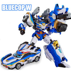 Metal Cardbot S BLUE COP W, Juguete de Coche Transformable en Robot, Figura de Acción, Modelo de Transformación ABS, Regalo para Niños