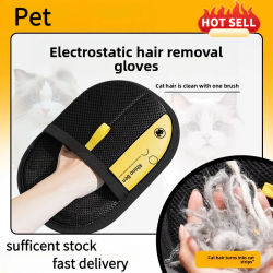 Kit de depilación para mascotas: rodillo adhesivo, cepillo estático y guantes de aseo, para piel de perro y gato en muebles, ropa para coche
