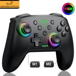 Dinofire-controlador inalámbrico Bluetooth RGB para Nintendo Switch/Switch OLED/Lite, mando de PC con cable móvil, Joystick multifunción