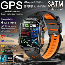 Reloj Inteligente de Grado Militar 2026, para Hombre, con GPS, Linterna, Resistente al Agua 3ATM, Llamadas Bluetooth, +100 Deportes, para Exteriores, Pk MA27