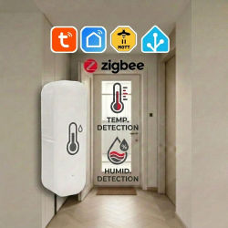 Sensor inteligente de temperatura y humedad Zigbee, higrómetro interior, controlador de monitoreo, funciona con el altavoz inteligente Alexa y Google Home