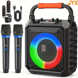 La máquina de karaoke T17 viene con 2 micrófonos de karaoke inalámbricos, altavoz Bluetooth portátil, sistema de Karaoke doméstico 0K, con luces coloridas Rgb