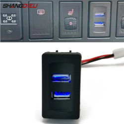 Cargador de luz azul para coche, adaptador de carga de energía con puerto USB Dual apto para reemplazo VW Transport T4
