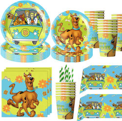 Decoración para Fiesta de Cumpleaños de Perro, Vajilla Desechable Scooby, Mantel, Platos, Vasos, Recuerdos para Baby Shower Infantil