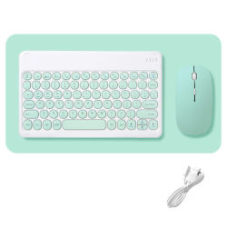 Juego de combos de teclado y ratón inalámbricos, redondo, Bluetooth, hebreo, español, francés, coreano, para iOS, iPad, Android, Windows Phone, tableta