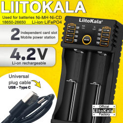 LiitoKala Lii-202 18650 Cargador 1.2V/3.7V/3.2V/3.85V 21700 20700 2665014500 16340 Cargador inteligente de batería de iones de litio NiMH