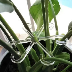 Soporte para plantas colgantes, poste de soporte antiapertura, ganchos de plástico, fijador de flores hidropónicas, accesorios de jardín fijos plegables, 4 Uds.