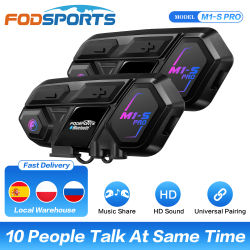 2 uds Fodsports M1-S Pro intercomunicador para casco de motocicleta auriculares inalámbricos Bluetooth interfono para motocicleta, 10 conductores.
