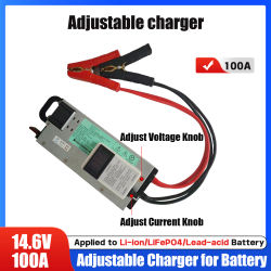 Cargador de Batería de Coche de 3-15V 100A 12V, Ajustable de 60A/85A, Compatible con LiFePO4 14.6V y Litio 12.6V, con Pantalla de Carga Rápida