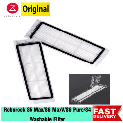 Roborock-filtro de contenedor de polvo lavable, accesorios originales de S5 Max S50 S55 S6 S6Pure E4 E5 S6MaxV, filtro HEPA para Robot aspirador