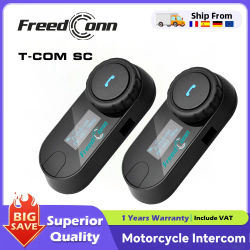 Intercomunicador para Motocicleta Freedconn, Auriculares Bluetooth para Casco, Interfono con Función de Compartir Música, Radio FM, Resistente al Agua IPX6 para Motociclismo