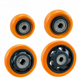 Ruedas giratorias de repuesto de PU con rodamientos dobles, color naranja, alta capacidad de carga, ruedas para muebles resistentes al desgaste
