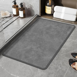 Alfombra Antideslizante para Baño, Gris Texturizada, Resistente a la Suciedad, de Secado Rápido, Material de Goma