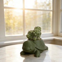 Maceta de tortuga de dibujos animados impresa en 3D, maceta para plantas de jardín, decoración de escritorio para el hogar y adorno de jardín